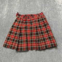 Dennis Uniform Skirt Girls 26 Red Black Tartan Plaid Pleated Front School Wear