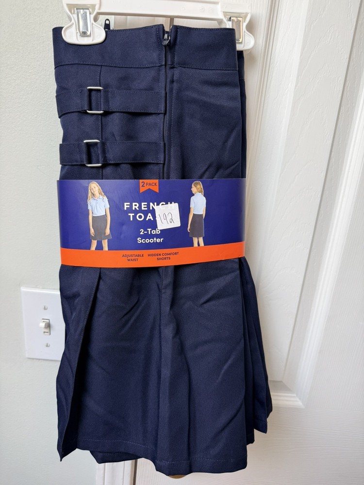 TWO PACK FRENCH TOAST SCOOTER SKIRT ~ SCHOOL UNIFORM SZ 14 NWT NAVY ADJ WAIST