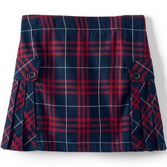 2 Lands’ End School size 14 Side Pleat Plaid Skort Above Knee Large Navy Plaid