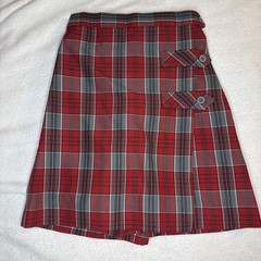 Becky Thatcher Elderwear Girls 6 Red Gray Plaid Pleated Skort Uniform Skirt