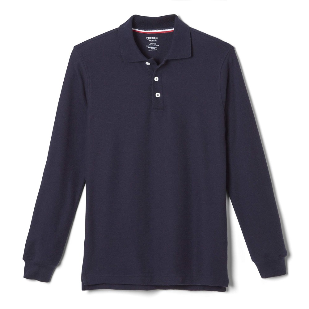 French Toast Boys’ Pique Polo School Uniform Shirt Long Sleeve Navy M 8