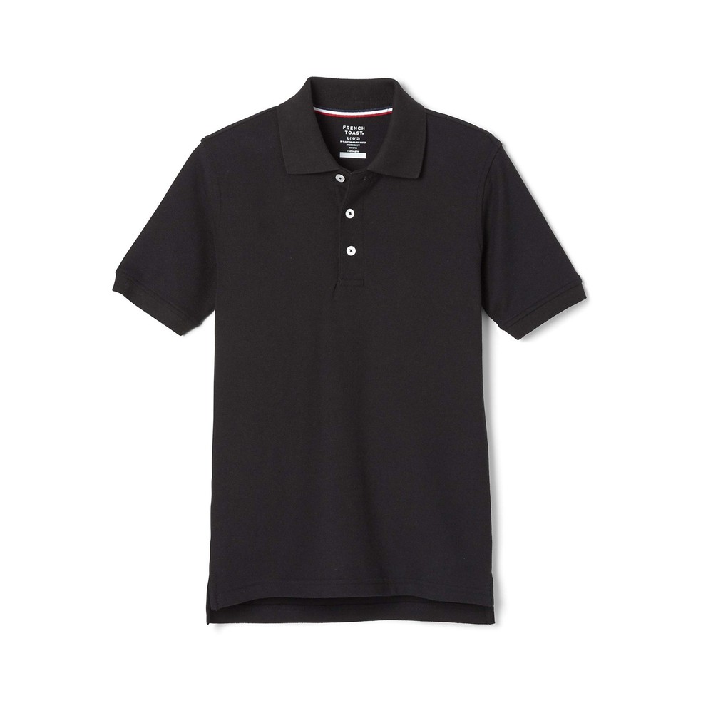 French Toast Unisex Kids Short Sleeve Pique Polo Shirt Black S Standard & Husky