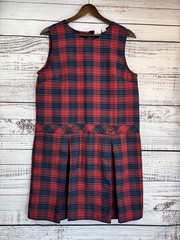 Vintage Flynn O’Hara Schoolgirl Plaid Uniform Dress 14 Jumper Pinafore Blue Red