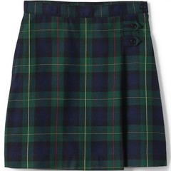 Lands’ End School Uniform Plaid A-line Skirt 14 Below Knee Hunter /Navy Plaid