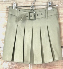 French Toast Girl 6X Uniform Beige Skort Pleated Adjust Belt Elastic Back Zip