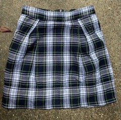 Lands’ End Girls 8 School Uniform Skort Pleated Adjustable Plaid Blue & Green