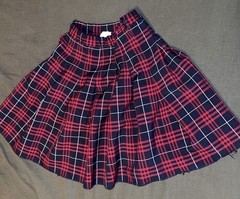 St. Agnes Girls Plaid Uniform Skirt Size 10 Red Navy White Pleated Button