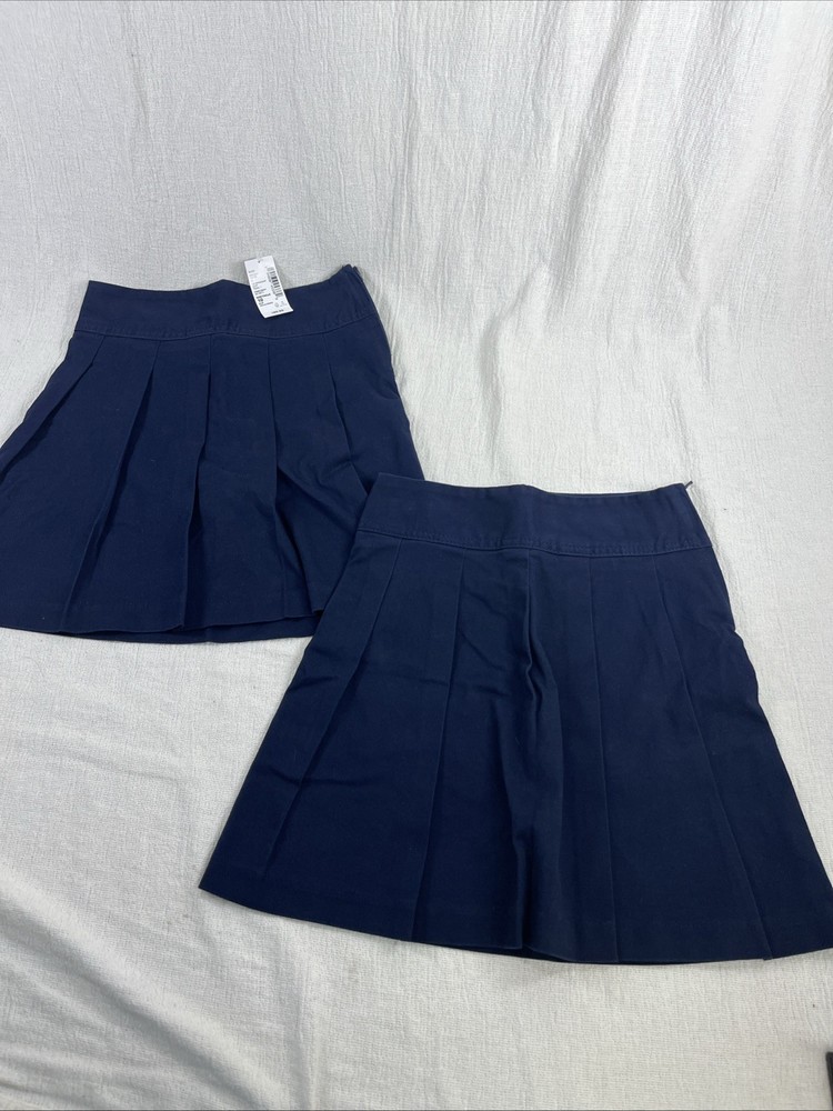 The Childrens Place Girls Sz 10 SLIM Navy Uniform Twill Woven Pleated Skort NWT