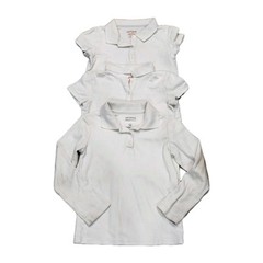 Cat & Jack Girl White Short Long Sleeve Uniform Polo Top Shirt 3 PC Lot S 6 6X