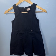 Cat & Jack Girls Navy Uniform Jumper Dress Size 6 Sleeveless Pleated Zip
