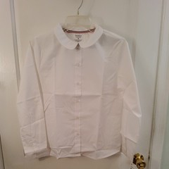 NWT $18 French Toast Big Girls Size 16 White L/S Peter Pan Blouse Modern Fit 