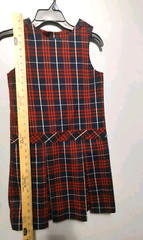 PARKER UNIFORM Girls Sz 10 Red & Blue Plaid Pleated Jumper Dress Private School