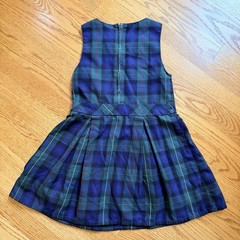 Lands End Navy & Green Plaid Dress, Sleeveless School Jumper uniform size 6.