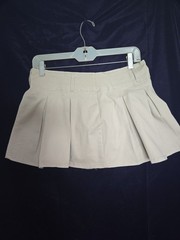 Academia, Girlcore Minimalist Pleated Uniform Skirt Wicker(tan) Medium 8R Refuge