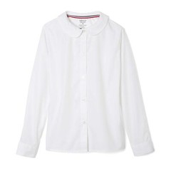 girls Long Sleeve Woven Shirt With Peter Pan Collar Standard & Plus Blouse Wh…
