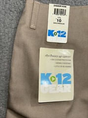 Girls K-12 GEAR Khaki Flat Front Uniform Casual Shorts Size 10 Tan Brown 2450GR
