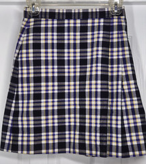 Mills Uniform Company Girl Sz 12 Pleat Skirt Pockets Black Yellow Purple M022-69