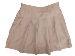 IZOD Girls School Uniform Pleated Skort Khaki Tan Size 12 GUC Elastic Waist