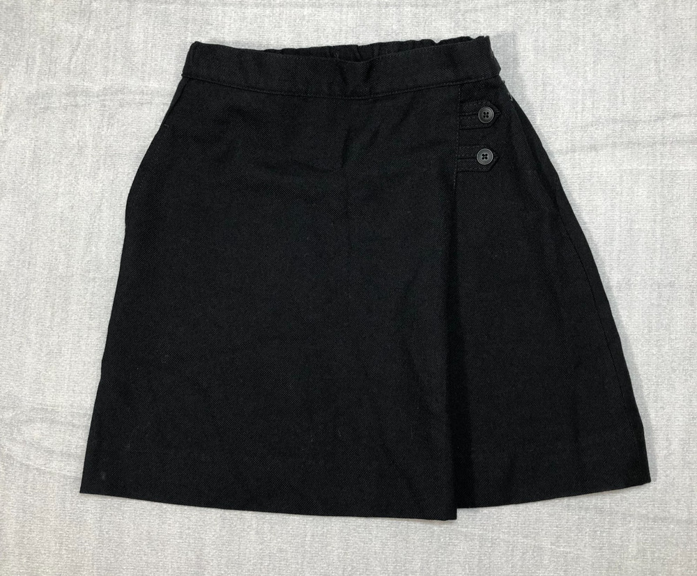 Lands’ End Skirt Girls 5S Black Side Zipper Pleat Elastic Waist Uniform School