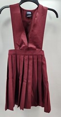 French Toast Girls Uniform Burgundy V-Neck Pleated Jumper Dress Size 10