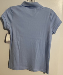 Girls Blue School Uniform Polo Shirt Size L (10/12) Short Sleeves Button NWT
