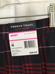 French Toast Pleated Red And Black Plaid Uniform Skirt Size Girls 12 NWT