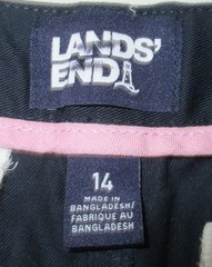 LANDS END Navy School Uniform Plain Front Chino Pants Girls 14 INSEAM 27″ NEW