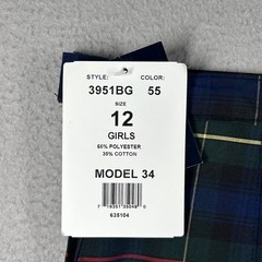 Becky Thatcher Girls Plaid Pleated Uniform Skirt Size 12 Model 34 Blue Green