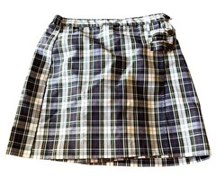 Dennis Uniform Girls Plaid School Skirt Skort H12 1/2 Size 12.5 Adjustable Waist