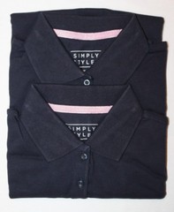 Simply Styled Girls’ Uniform Navy Blue Polo Shirts 2-Pack MEDIUM (7/8)