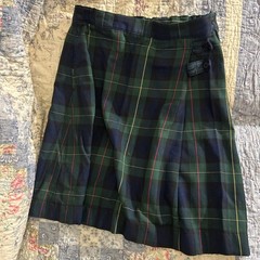Lands End Kids School Uniform Plaid A-Line Skirt Hunter Navy Plaid Size 9/10