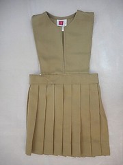 Girls A+ Khaki V-Slit Knife Pleat Uniform Dress Sizes 3 – 18