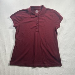 IZOD Girls XXL 17/19 Burgundy School Uniform Polo Shirt Short Sleeve