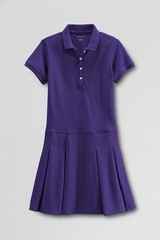 LANDS END Purple School Uniform Short Sleeve Mesh Polo Dress Girls 7+ Plus NEW