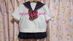 E139 ^_^ Japanese Genuine SchoolGirl Uniform Summer. Navy. S ~ M. Excellent ~.