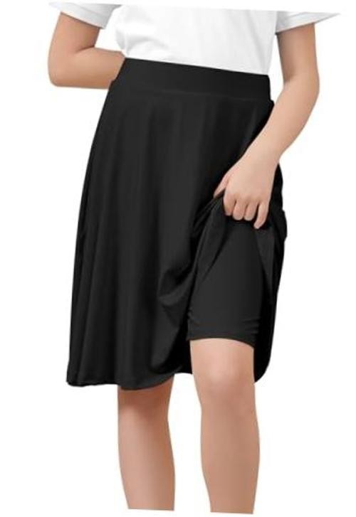 Girls Uniform Skort Knee Length Skorts for Girls with Shorts 6 12 Years Black