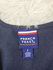 French Toast Little Girls’ Toddler V-Neck Pleated Jumper, Navy, 7