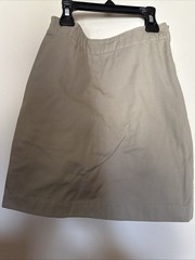 Girls Size US 7(S) Lands End Uniform Tan Skort Adjustable Waist Side Zipper
