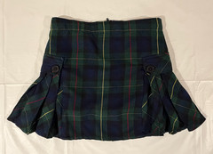 Lands’ End Uniform Plaid Side Pleat Skort Green Plaid Girls Size 8
