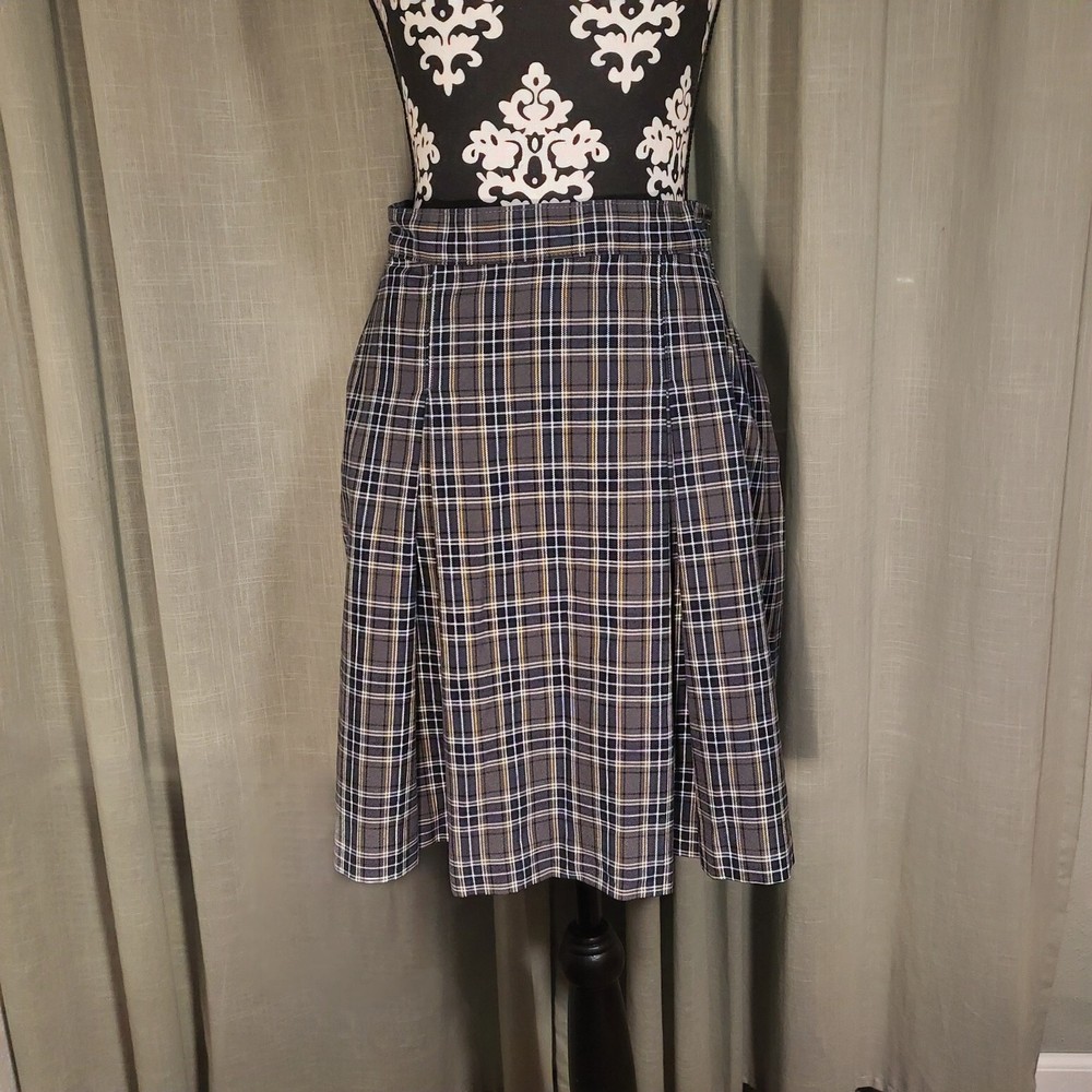 Dennis School Uniforms Stitched-Down Kick Pleat Skirt LL Plaid J17
