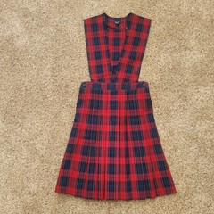 NWT Parker Girls Red Blue Plaid School Uniform Jumper Dress 12