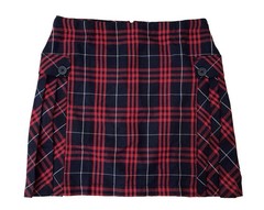 2 Lands’ End School size 14 Side Pleat Plaid Skort Above Knee Large Navy Plaid