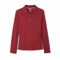French Toast Girls Long Sleeve Interlock Picot Polo Burgundy Size XXL(18/20) New