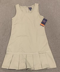 Girls School Uniform Khaki Dress Size 10 French Toast Tan Woven Pleated NWT