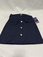 French Toast Girls Navy Uniform Scooter Skirt Heart Button NWT