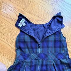 Lands End Navy & Green Plaid Dress, Sleeveless School Jumper uniform size 6.