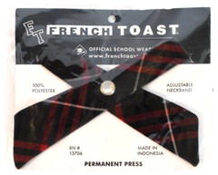 NIP French Toast Girls Adjustable Neckband Cross Tie Permanent Press Red Plaid