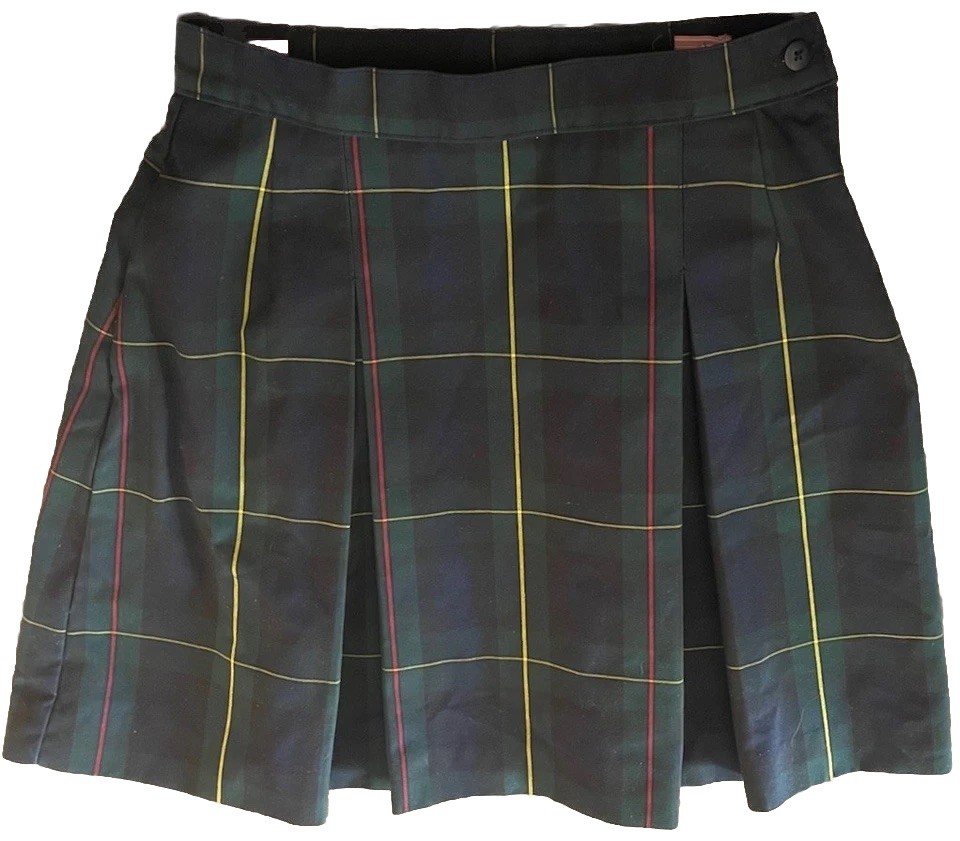 Dennis Uniform Girls 10 Plaid Skirt Style 868 Pleated School Uniform Green/Navy