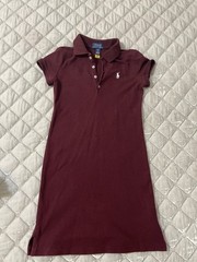 Polo The Mesh Mini Short Sleeve Polo Dress girls7 burgundy