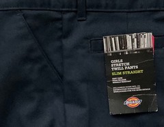 Dickies School Uniform Slim Straight Stretch Junior Girl Pant Navy Size 9 Reg